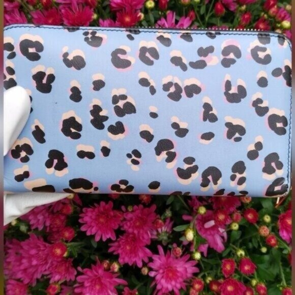 Escada Leather Purple Leopard Continental Wallet $550 - Picture 11 of 12